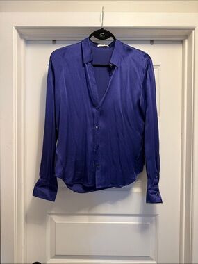 Commuun Silk Deep Purple Button-Down Blouse